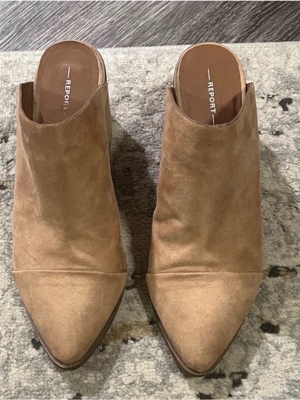 Report Tan Suede Pointed-Toe Mules
